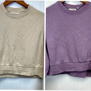 Bundle of 2 Weekday Womens Cropped Sweatshirts Athleisure Soft Terry‎